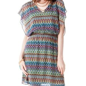 Buttons Elastic Waist Dress - Size Medium